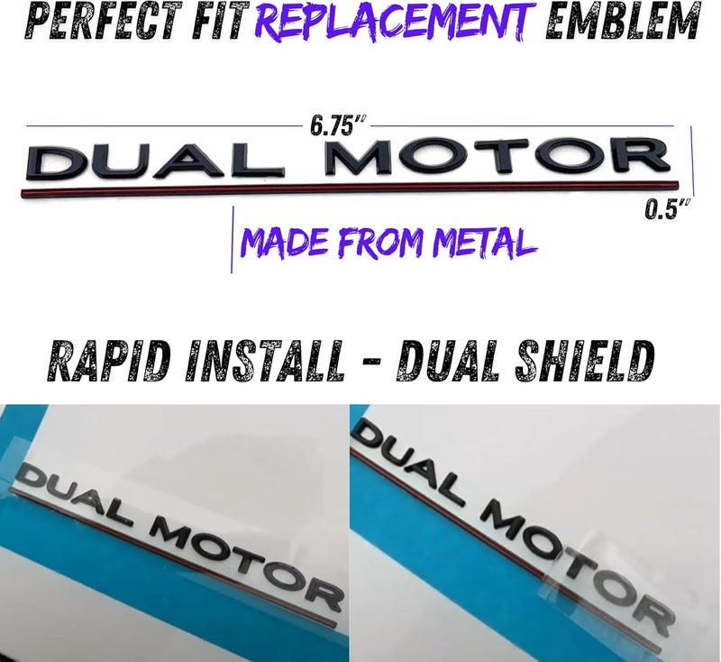 EVMIZE Metal Dual Motor Performance Emblem Logo Decal Sticker in Matte Black for Tesla Model 3 Highland Model Y Juniper (Dual Motor) - Image 2